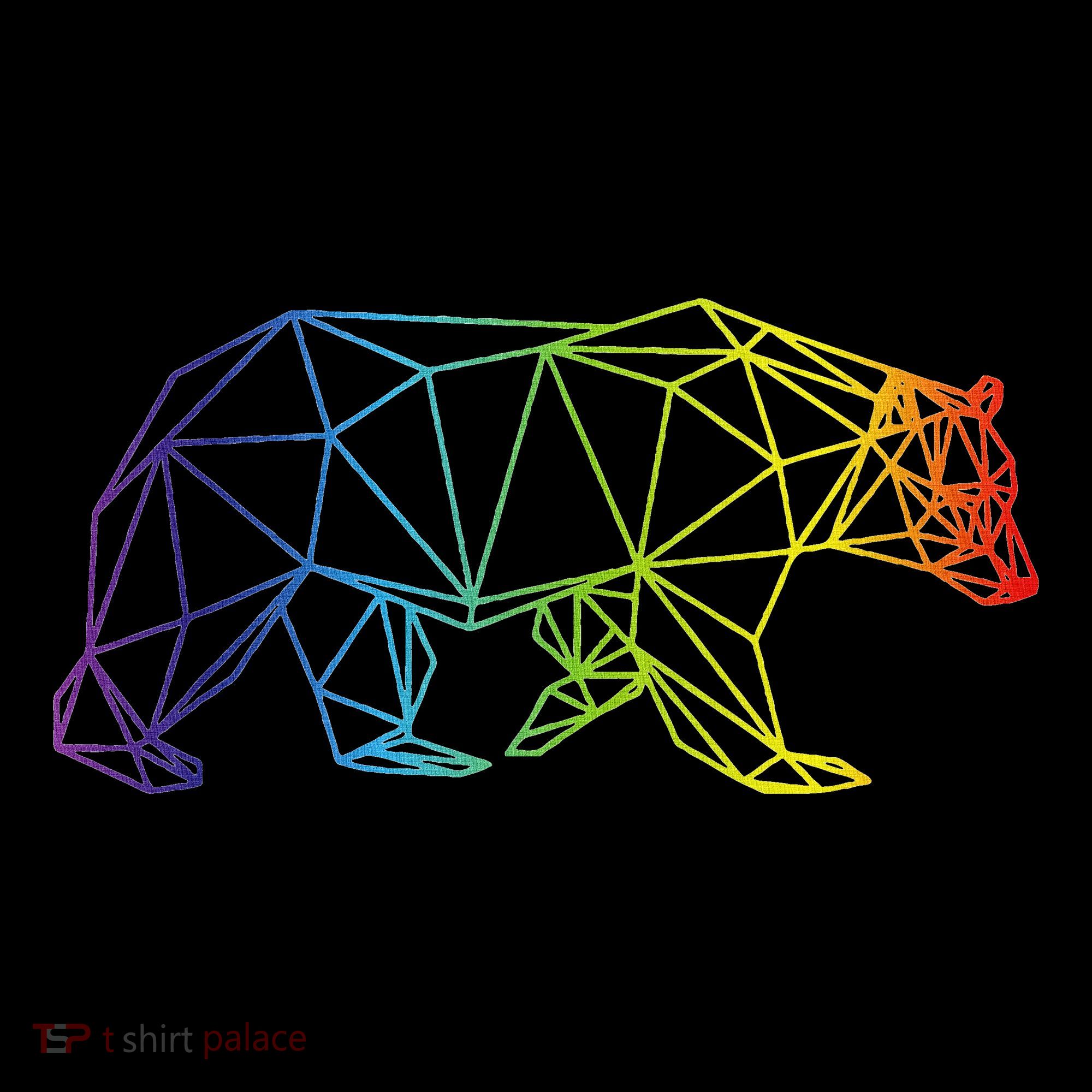 Geometric Bear Lgb Rainbow Flag T-Shirt