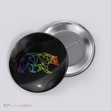 Geometric Bear Lgb Rainbow Flag Button