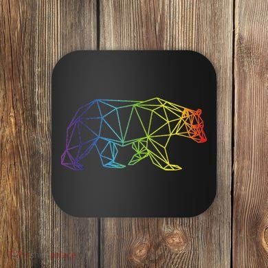 Geometric Bear Lgb Rainbow Flag Coaster