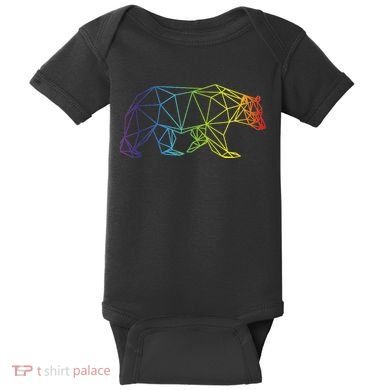 Geometric Bear Lgb Rainbow Flag Baby Bodysuit