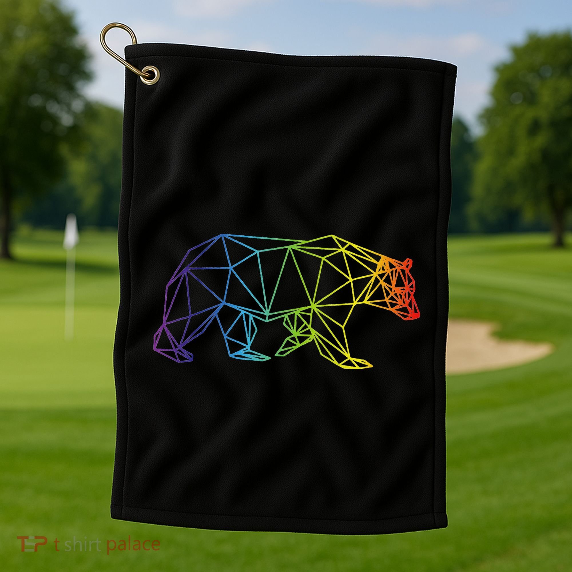 Geometric Bear Lgb Rainbow Flag Golf Towel