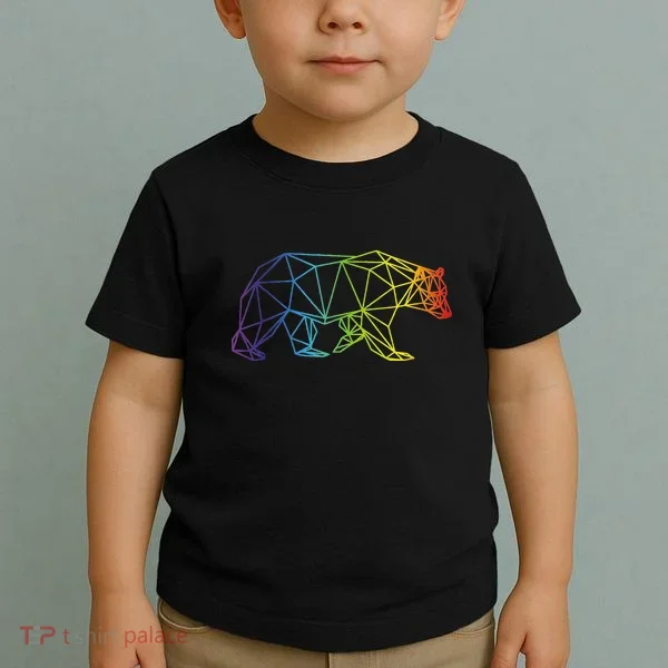 Geometric Bear Lgb Rainbow Flag Toddler T-Shirt
