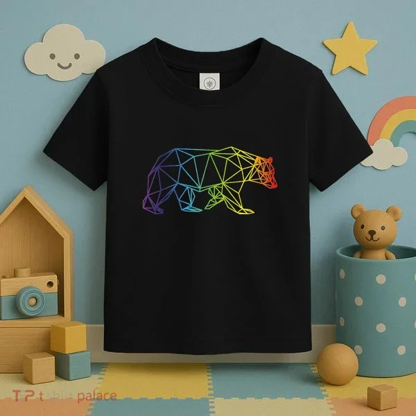 Geometric Bear Lgb Rainbow Flag Toddler T-Shirt