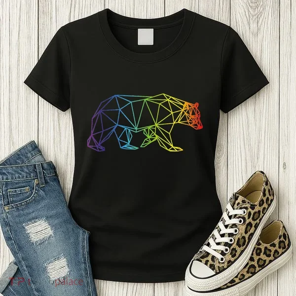 Geometric Bear Lgb Rainbow Flag Women's T-Shirt