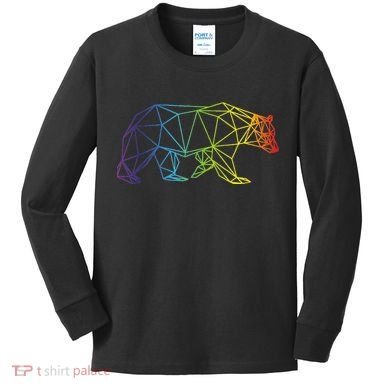 Geometric Bear Lgb Rainbow Flag Kids Long Sleeve Shirt