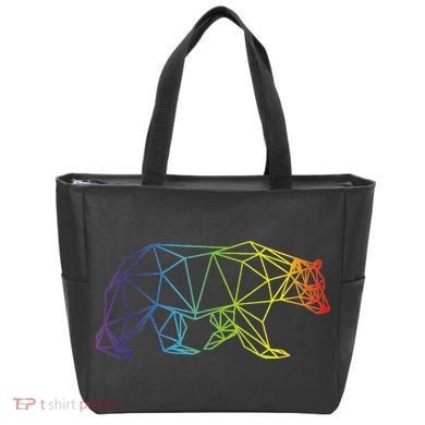 Geometric Bear Lgb Rainbow Flag Tote Bag