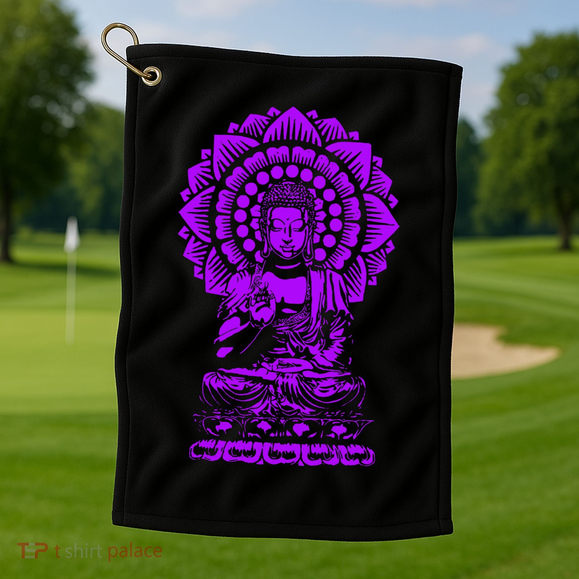 Golden Buddha Lotus Mandala Golf Towel