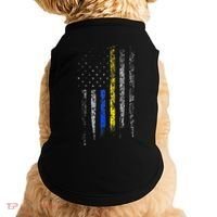 Gold Blue Line 911 Police Dispatcher First Responder Doggie Tank thumb 0