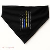Gold Blue Line 911 Police Dispatcher First Responder USA-Made Doggie Bandana thumb 0