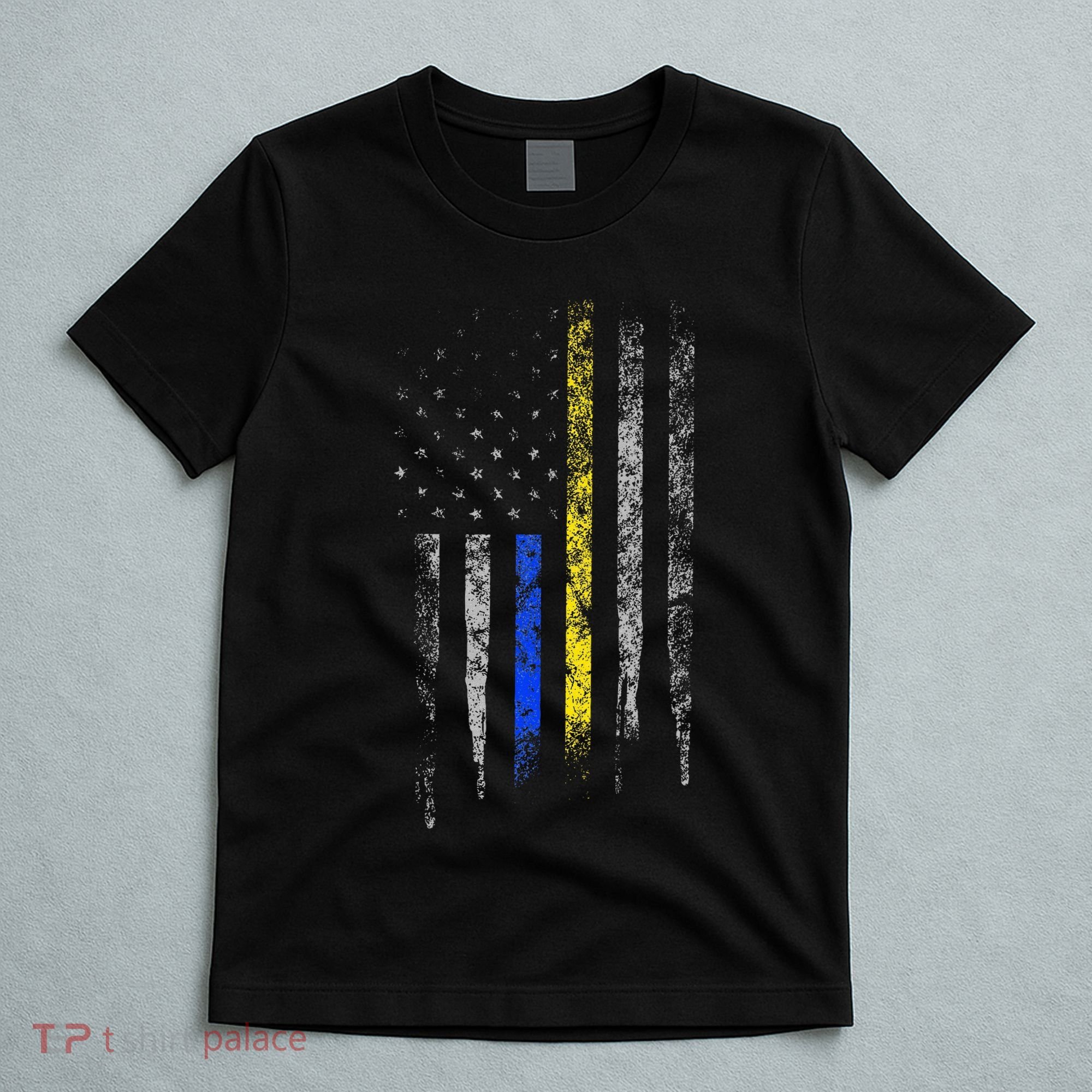 Gold Blue Line 911 Police Dispatcher First Responder T-Shirt