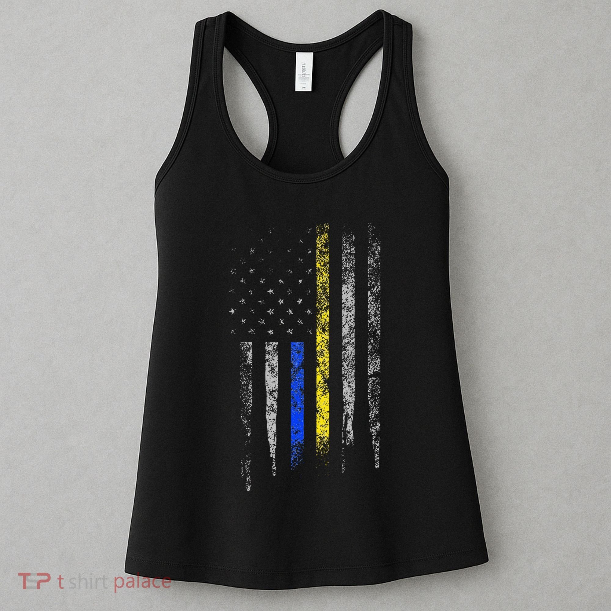 Gold Blue Line 911 Police Dispatcher First Responder Women's Tank Top