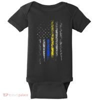 Gold Blue Line 911 Police Dispatcher First Responder Baby Bodysuit thumb 0
