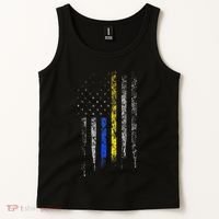 Gold Blue Line 911 Police Dispatcher First Responder Tank Top thumb 2