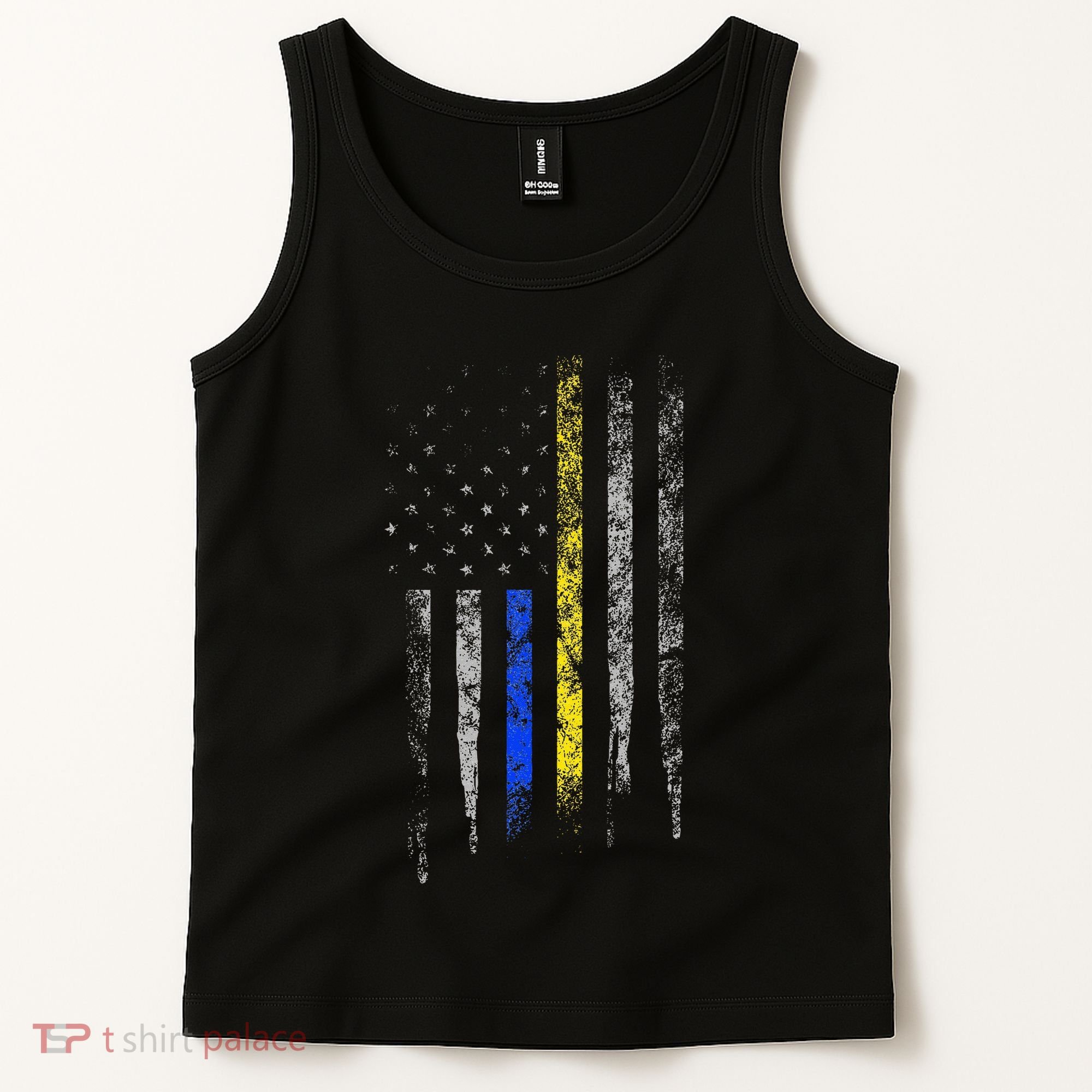 Gold Blue Line 911 Police Dispatcher First Responder Tank Top
