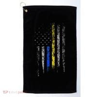 Gold Blue Line 911 Police Dispatcher First Responder Golf Towel thumb 0