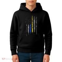 Gold Blue Line 911 Police Dispatcher First Responder Kids Hoodie thumb 4