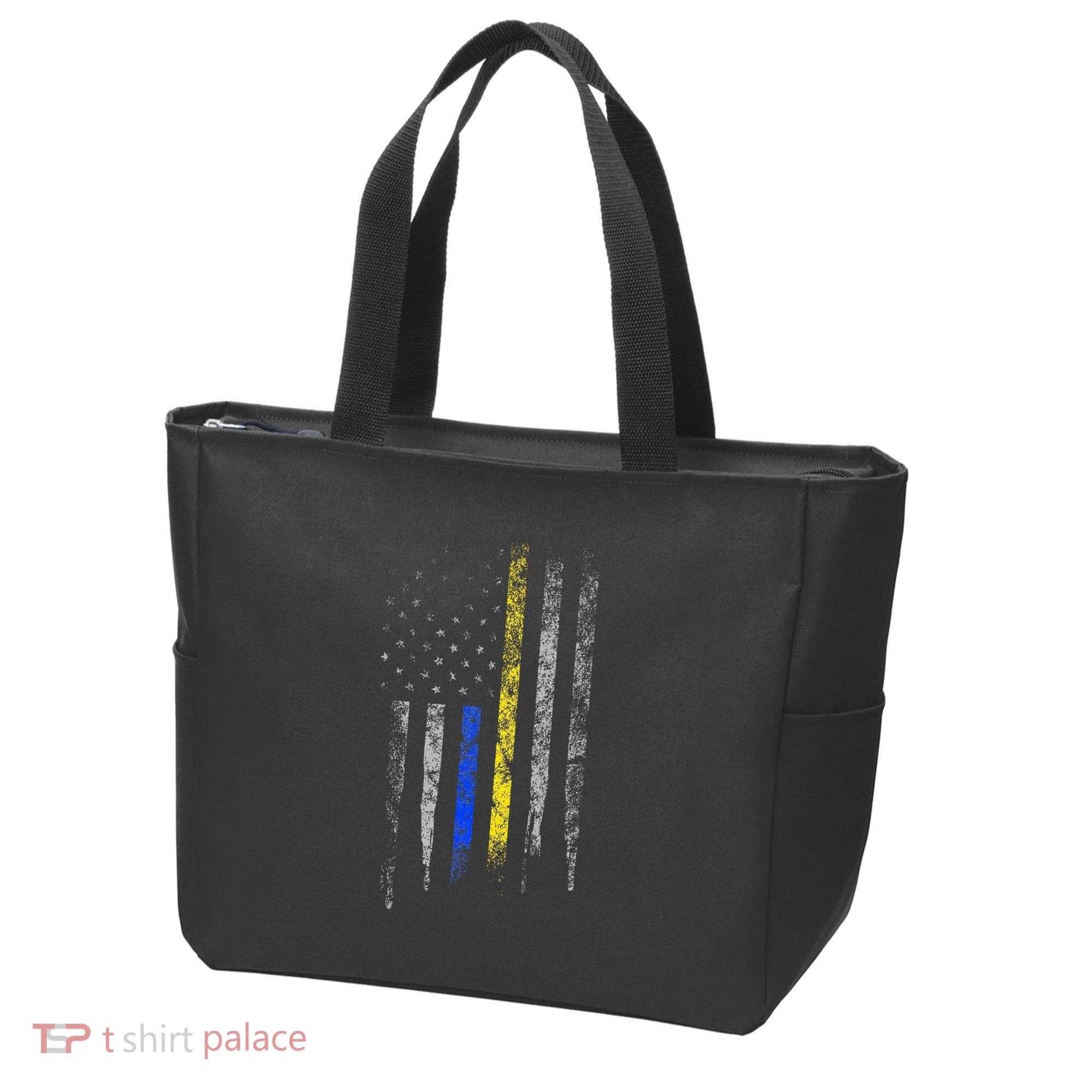 Gold Blue Line 911 Police Dispatcher First Responder Tote Bag