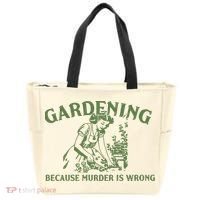 Gardening Because Murder Is Wrong Retro Tote Bag thumb 0