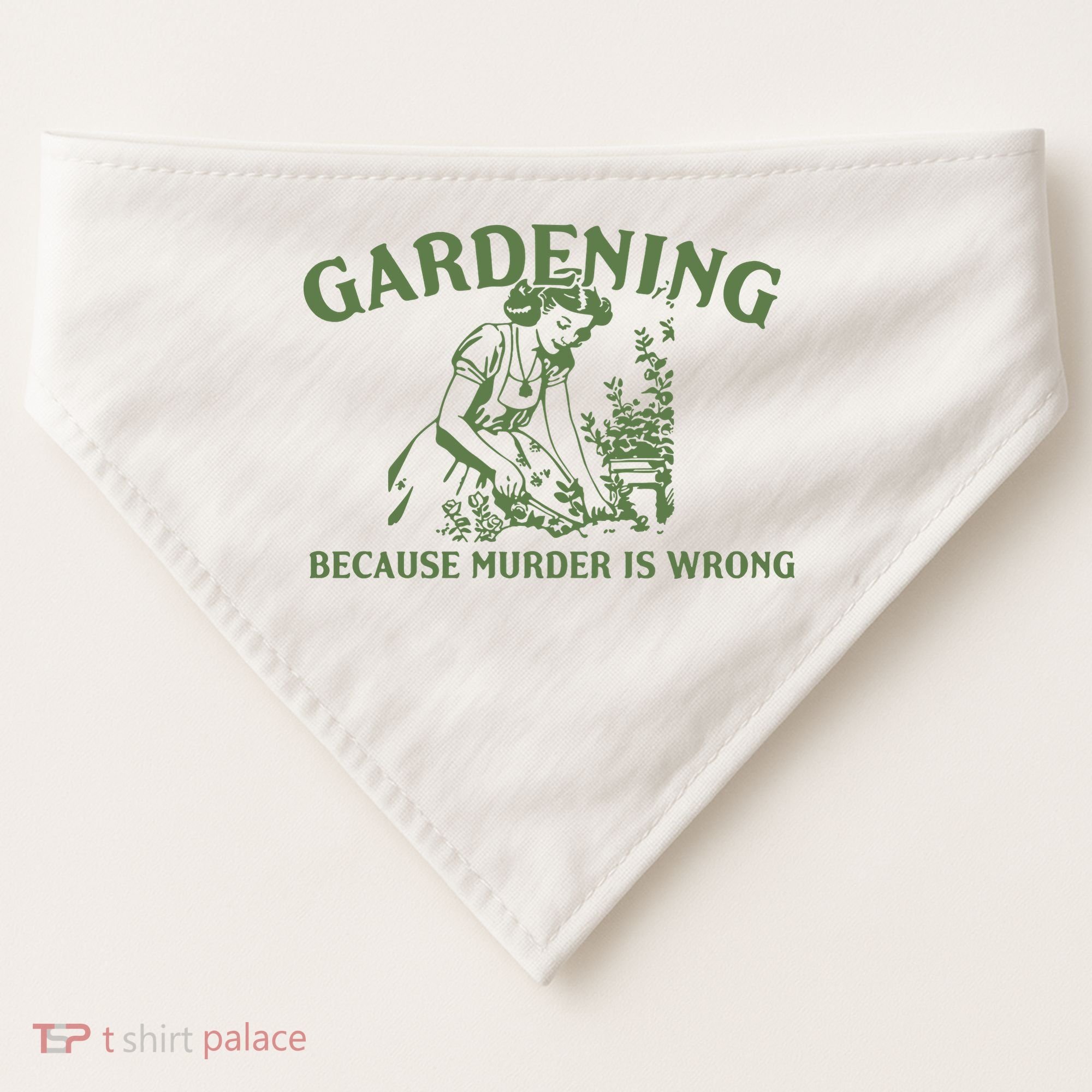 Gardening Because Murder Is Wrong Retro USA-Made Doggie Bandana