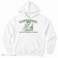 Gardening Because Murder Is Wrong Retro Hoodie thumb 0