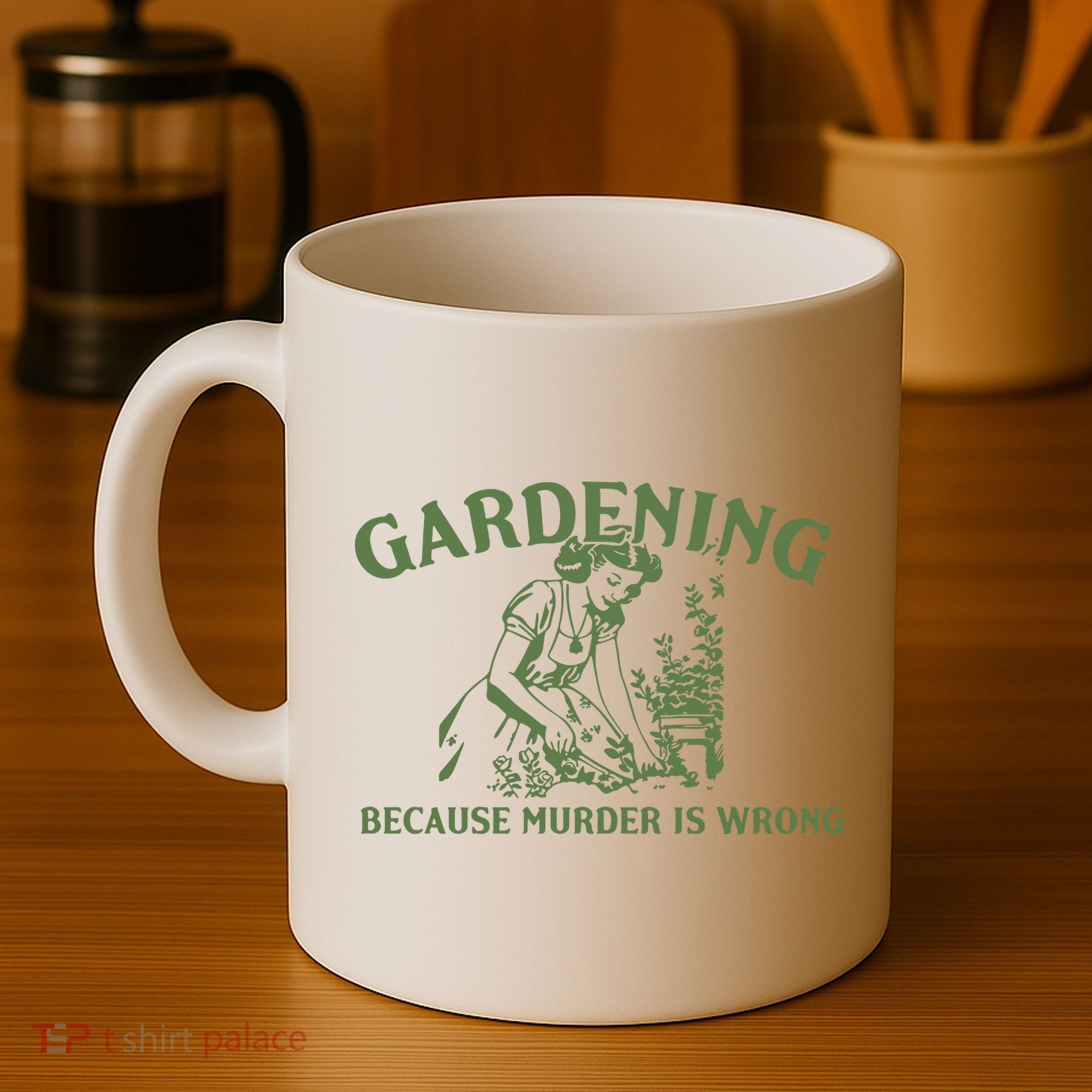 Gardening Because Murder Is Wrong Retro Coffee Mug