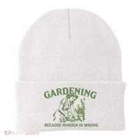 Gardening Because Murder Is Wrong Retro Beanie thumb 0