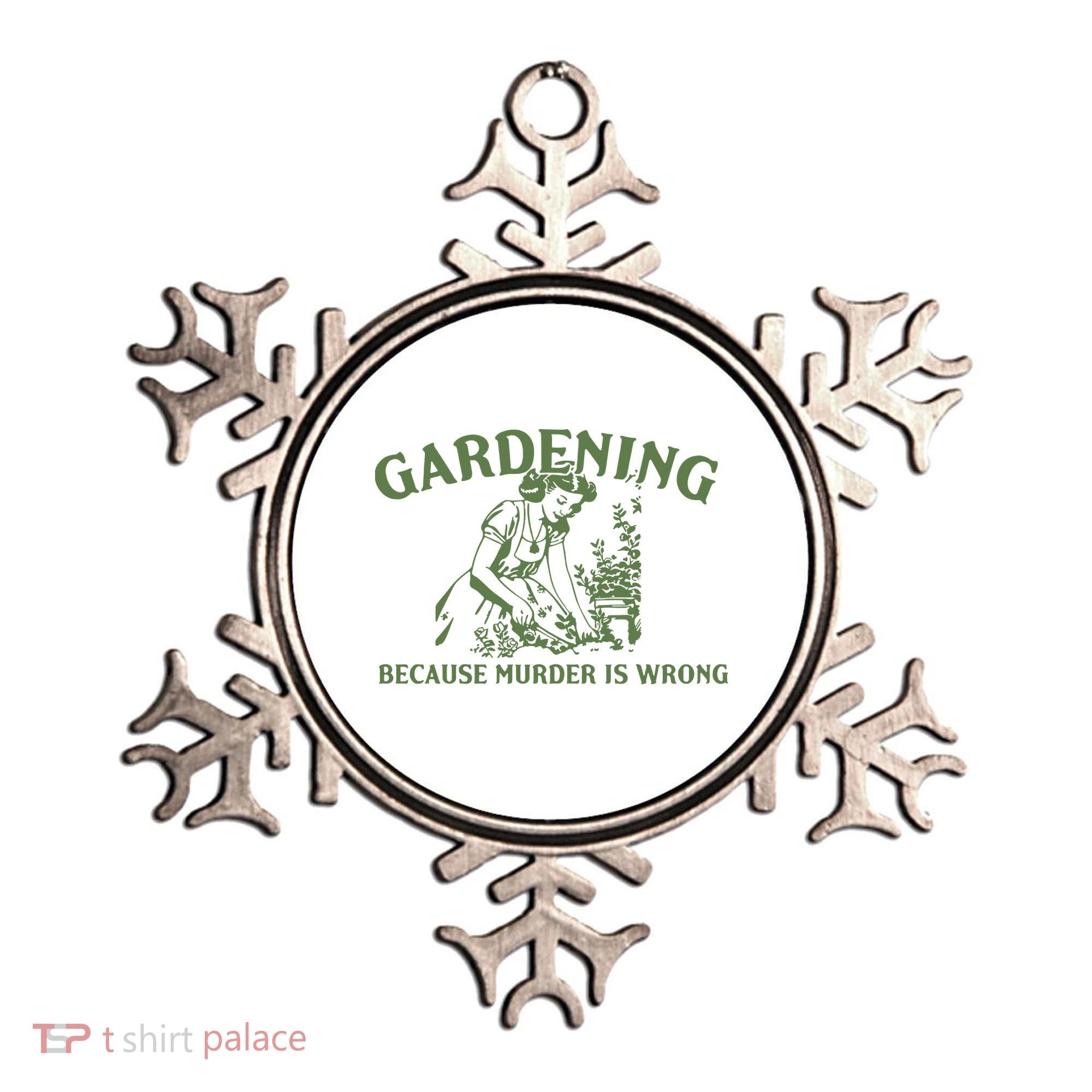 Gardening Because Murder Is Wrong Retro Ornament