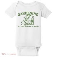 Gardening Because Murder Is Wrong Retro Baby Bodysuit thumb 0