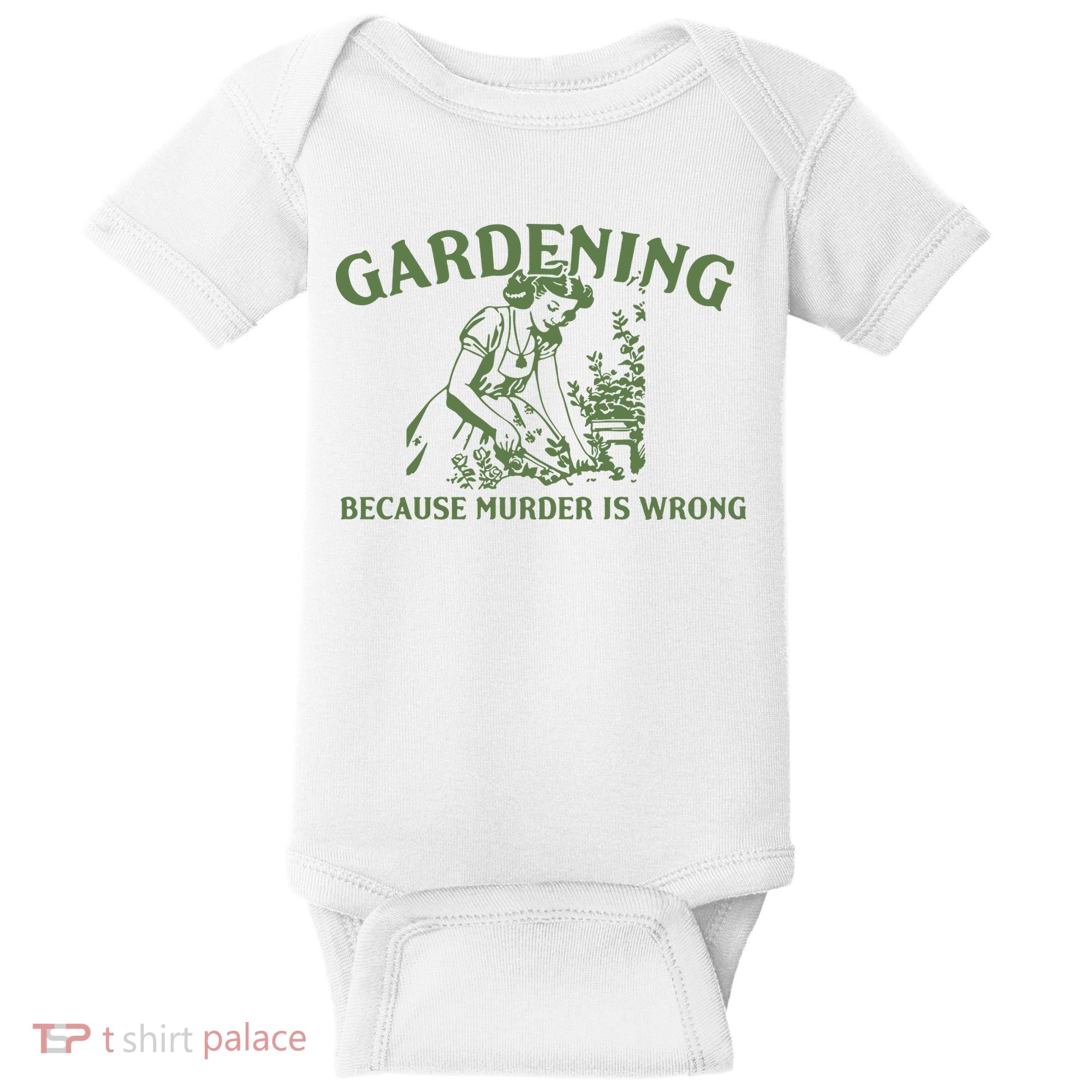 Gardening Because Murder Is Wrong Retro Baby Bodysuit