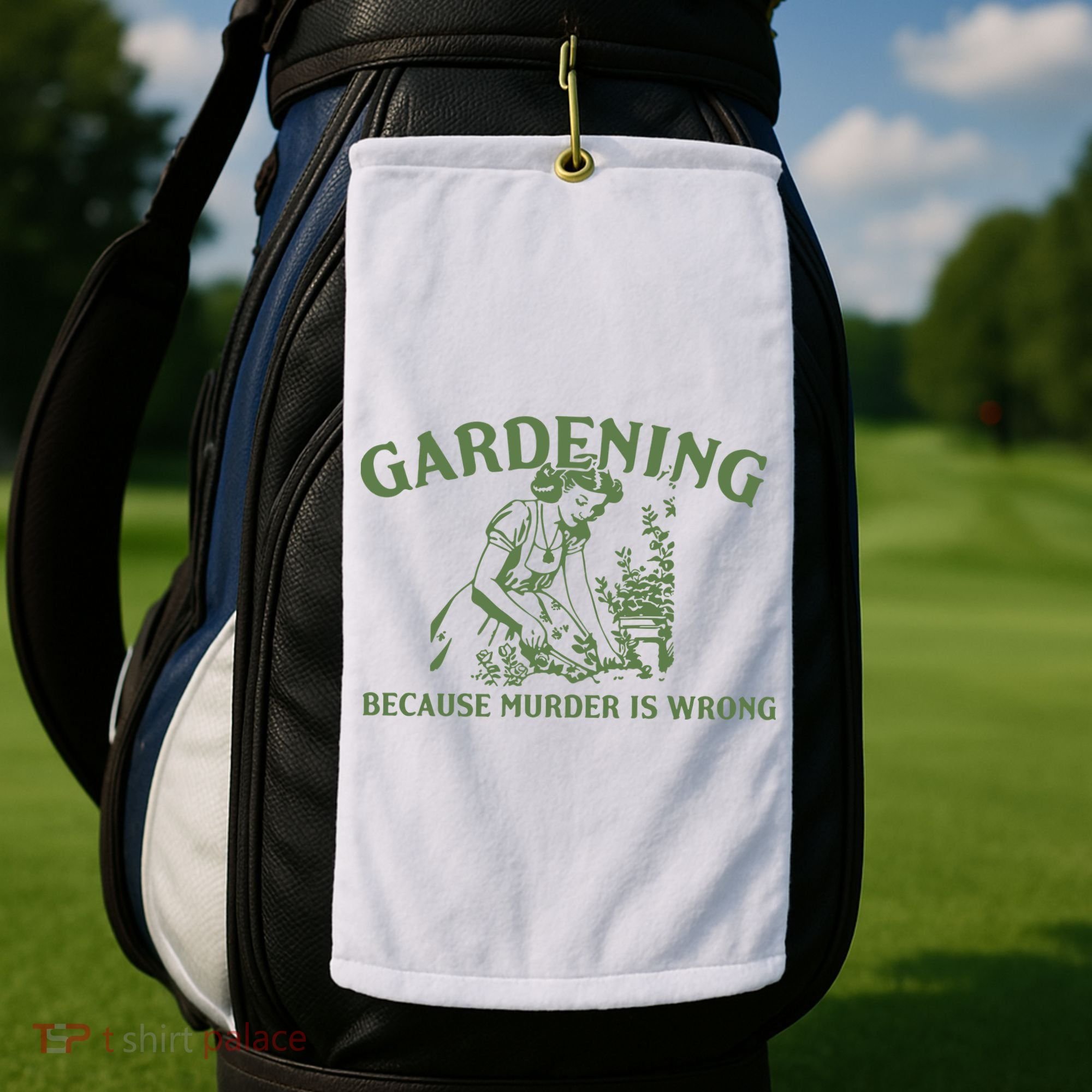 Gardening Because Murder Is Wrong Retro Golf Towel