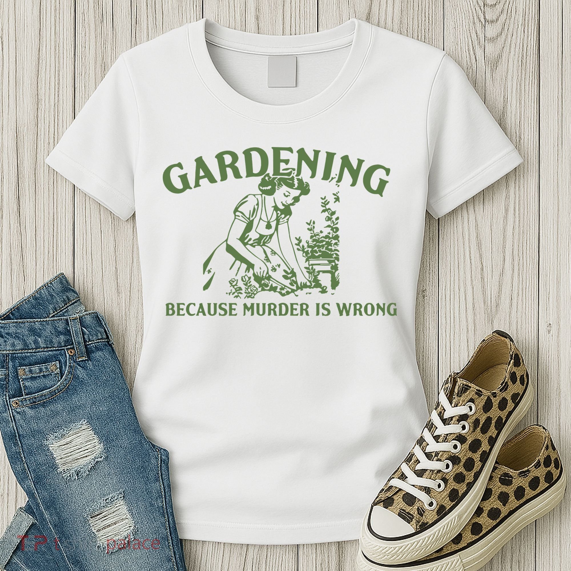 Gardening Because Murder Is Wrong Retro Women's T-Shirt