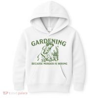 Gardening Because Murder Is Wrong Retro Kids Hoodie thumb 0