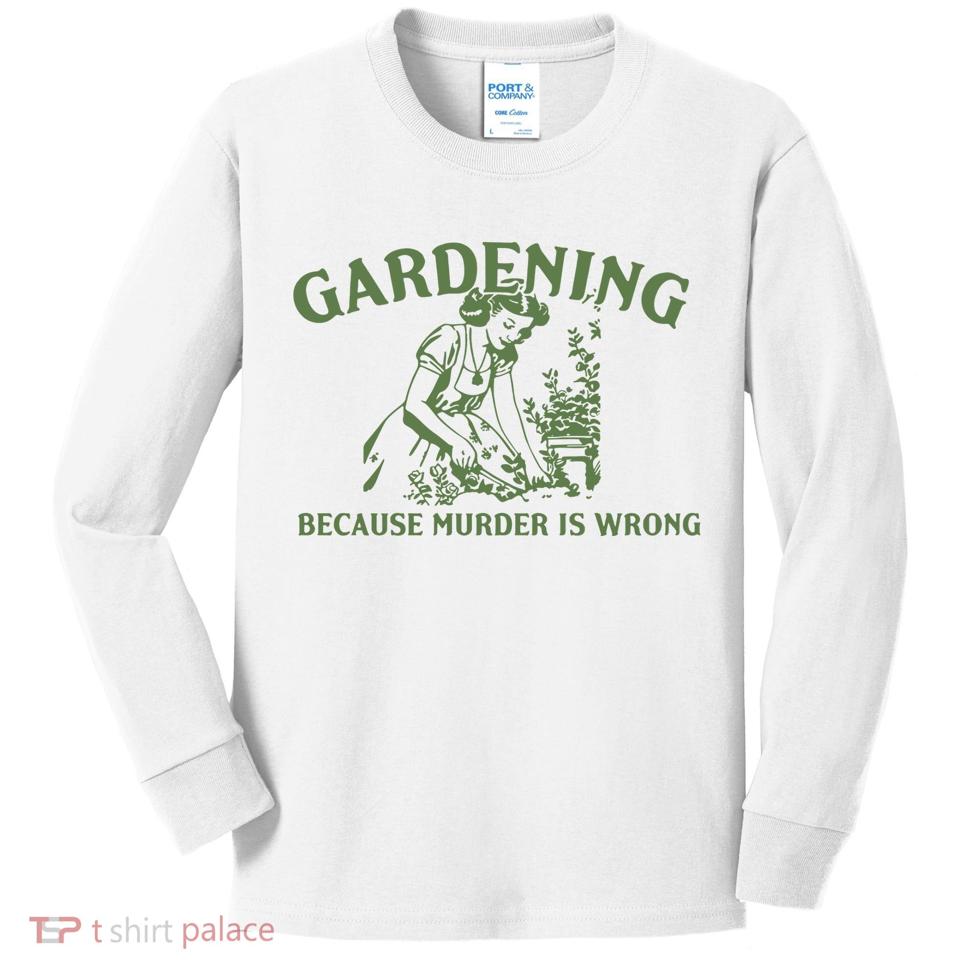 Gardening Because Murder Is Wrong Retro Kids Long Sleeve Shirt