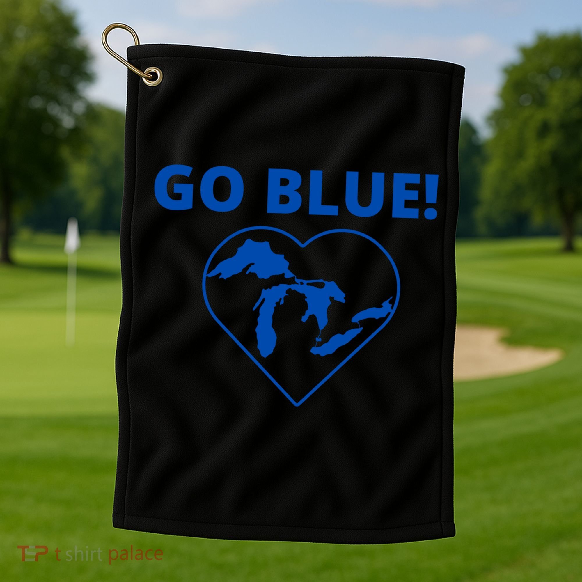 Go Blue Michigan Heart Golf Towel