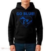 Go Blue Michigan Heart Kids Hoodie thumb 4