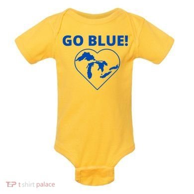 Go Blue Michigan Heart Baby Bodysuit
