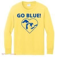 Go Blue Michigan Heart Kids Long Sleeve Shirt thumb 0