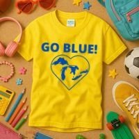 Go Blue Michigan Heart Kids T-Shirt thumb 3