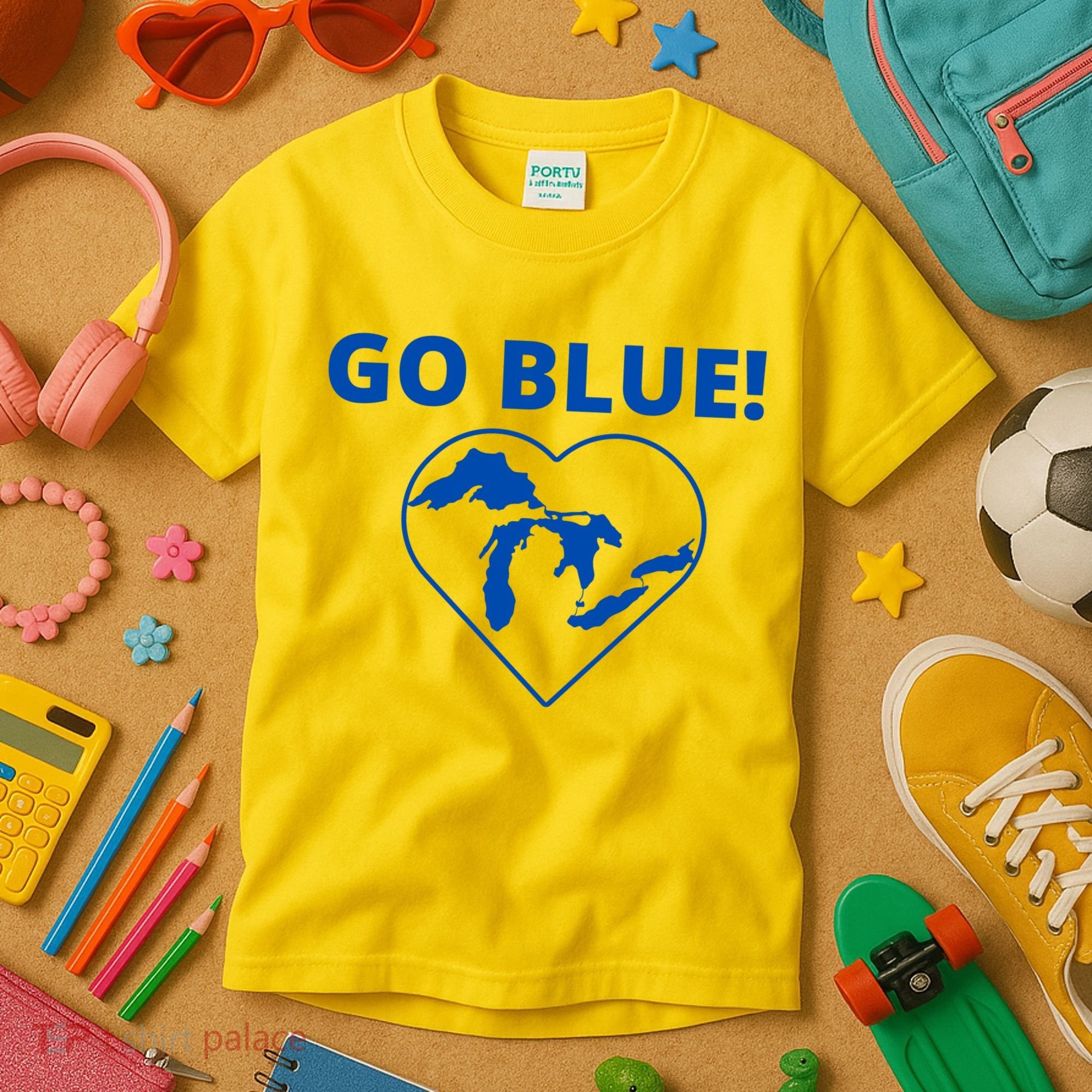 Go Blue Michigan Heart Kids T-Shirt