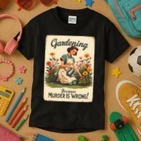 Gardening Because Murder Is Wrong Gardening Gardener Women  Kids T-Shirt thumb 3