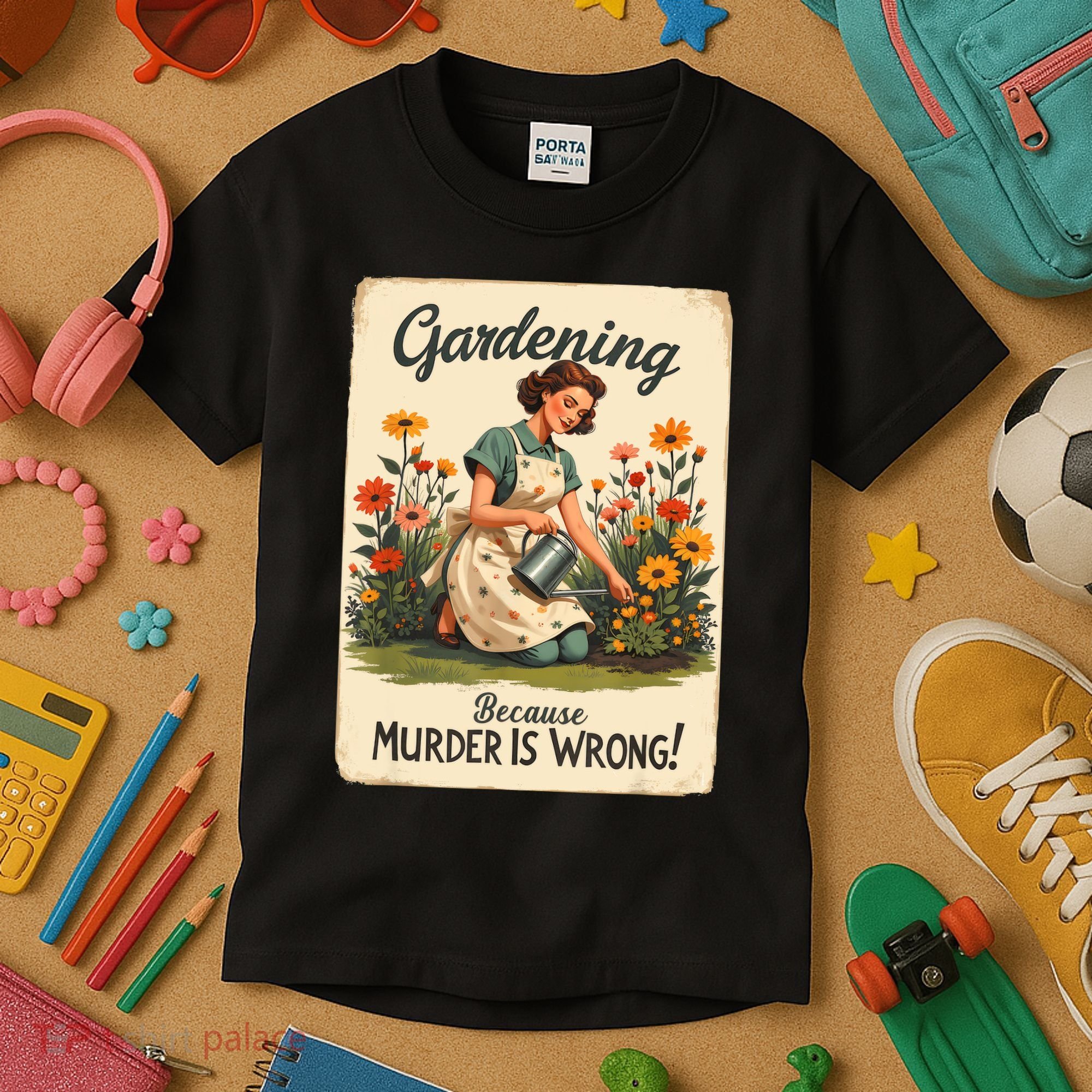 Gardening Because Murder Is Wrong Gardening Gardener Women  Kids T-Shirt