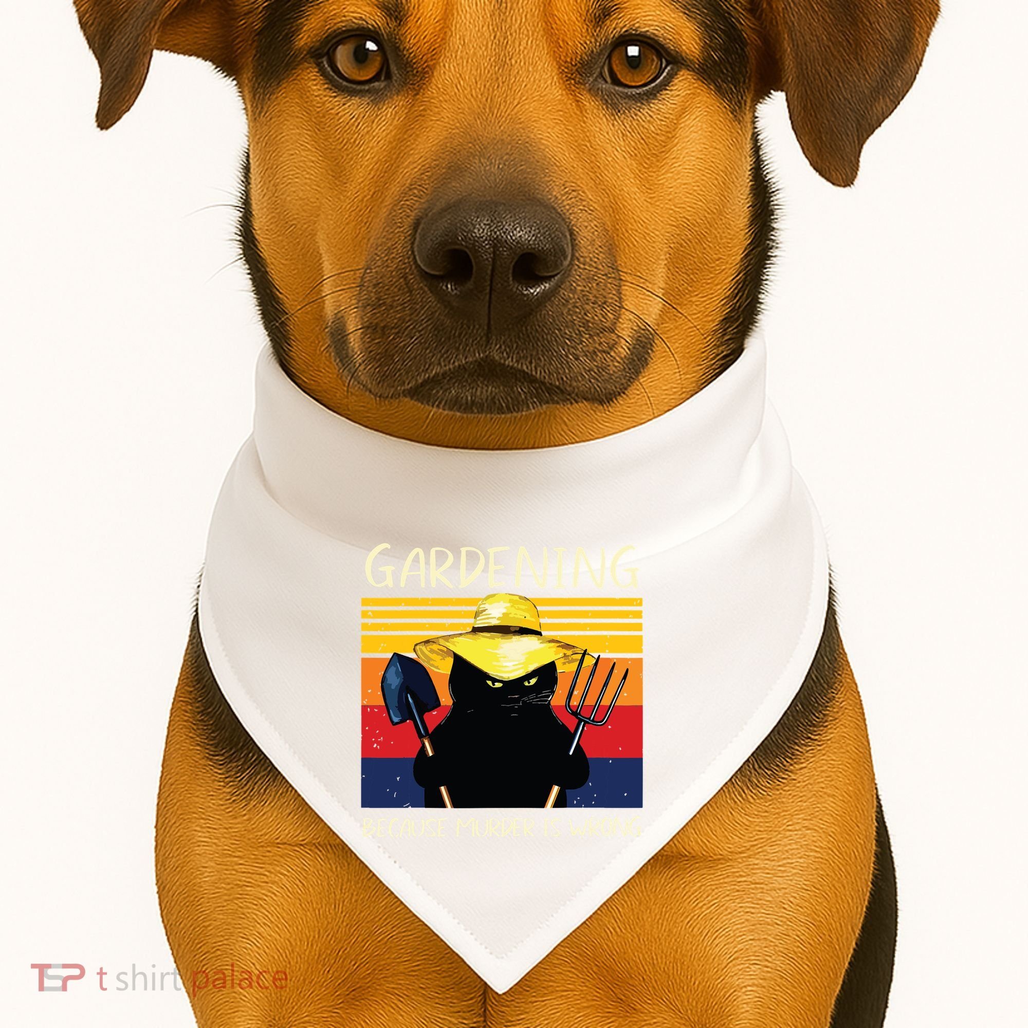 Gardening Because Murder Is Wrong USA-Made Doggie Bandana