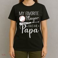 Grandpa Baseball My Favorite Player Calls Me Papa T-Shirt thumb 4