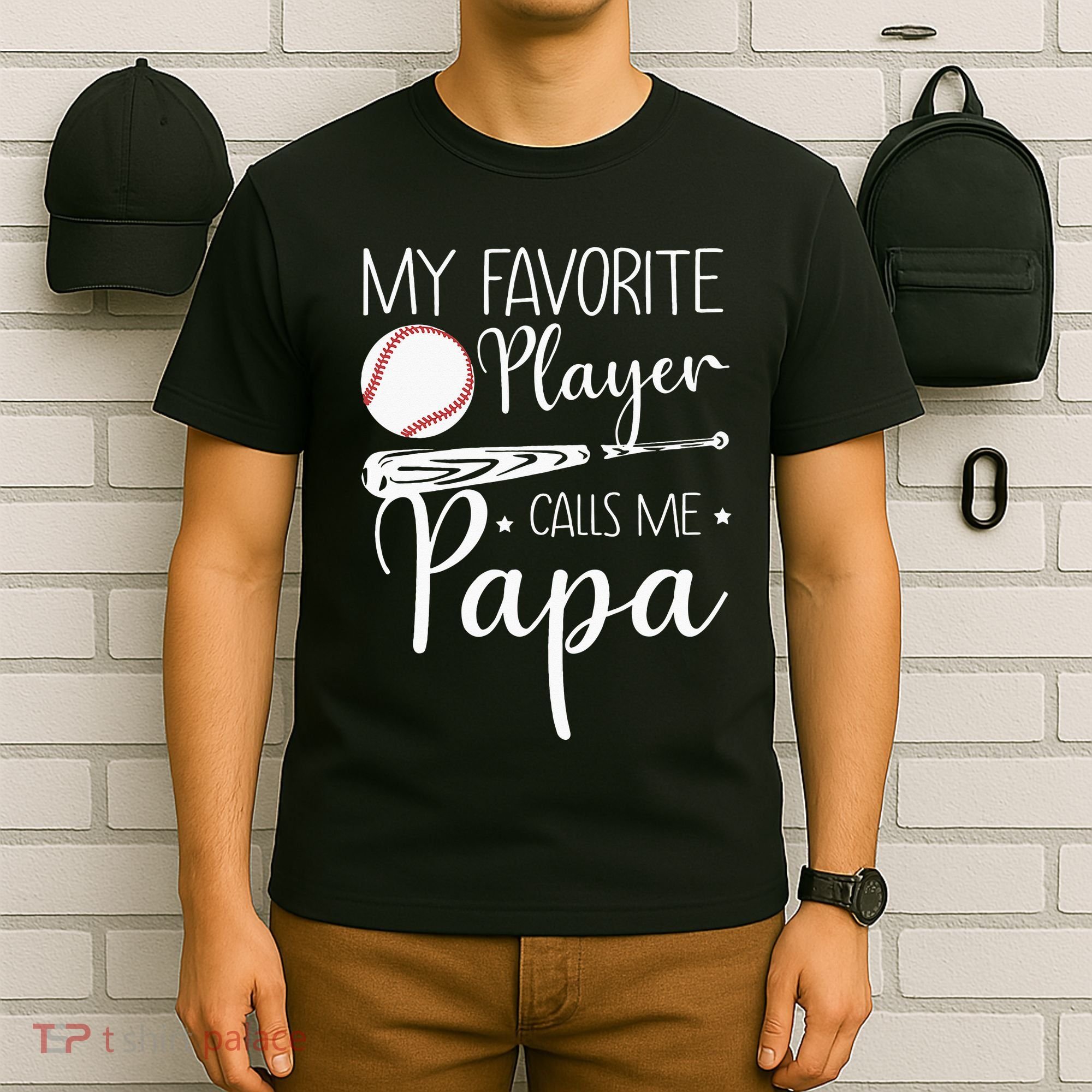 Grandpa Baseball My Favorite Player Calls Me Papa T-Shirt
