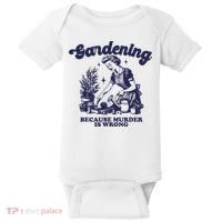 Gardening Because Murder Is Wrong Gardener Plant Lady Mom Baby Bodysuit thumb 0
