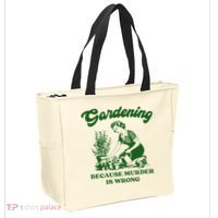 Gardening Because Murder Is Wrong Funny Plant Lover Joke Tote Bag thumb 2