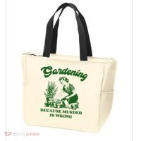Gardening Because Murder Is Wrong Funny Plant Lover Joke Tote Bag thumb 3