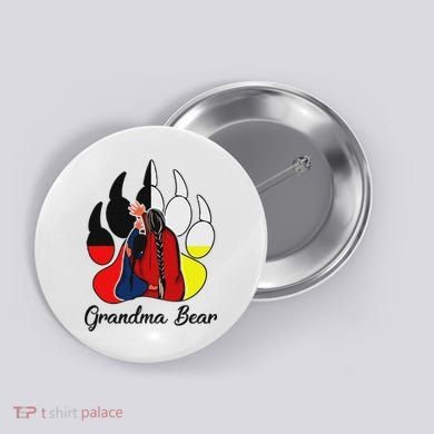 Grandma Bear Native American Button