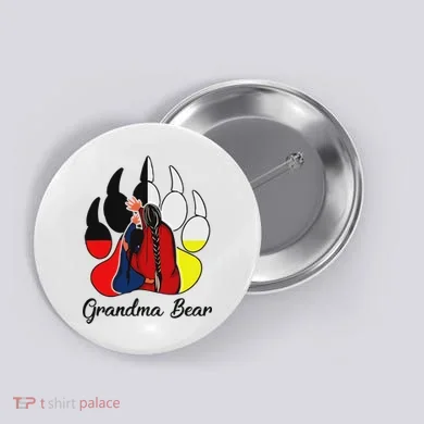 Grandma Bear Native American Button