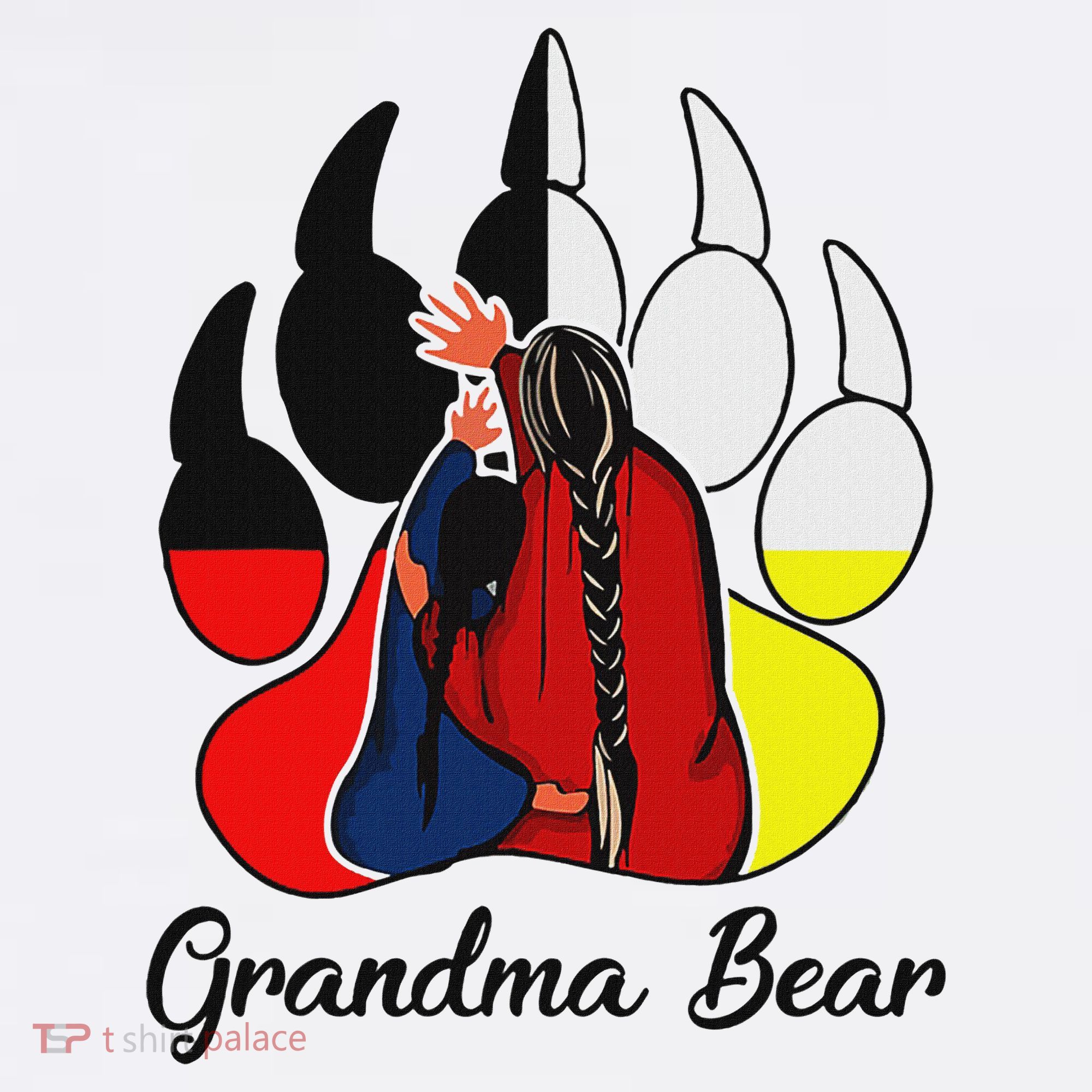Grandma Bear Native American Button